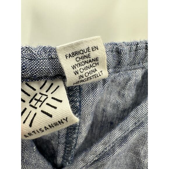 Artisan NY Blue Linen Sleeveless Maxi Dress Lagenlook V-Neck StrapWomen Size 6 - Picture 6 of 9